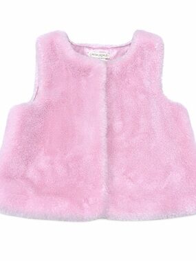 Cynthia Rowley Girls Pink Faux Fur Vest Size 5 Soft Fuzzy Jacket